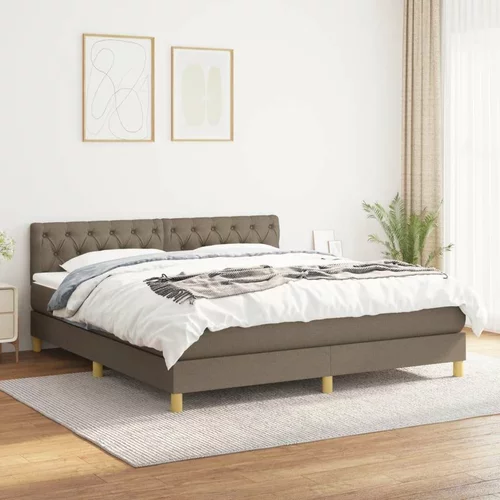  Box spring postelja z vzmetnico taupe 160x200 cm blago, (20893969)