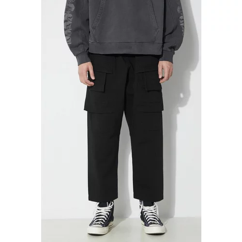 Rick Owens Pamučne hlače Woven Pants Creatch Cargo Cropped Drawstring boja: crna, ravni kroj, DU01D1371.CB.09