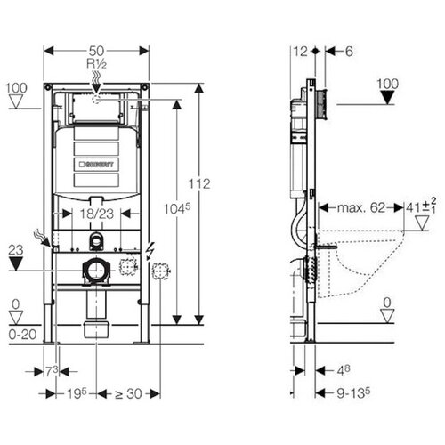 Geberit SIKOGESTOR67S30W sat wc &amp;scaron;koljka s kompletom duofix 111.300.00.5 Sigma30 Slike