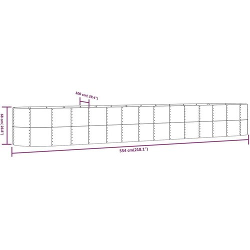 VidaXL Vrtna sadilica srebrna 554x100x68 cm od čelika obloženog prahom Slike
