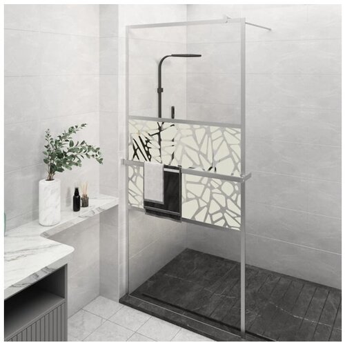  Pregrada za tu&amp;scaron; s polico krom 80x195 cm ESG steklo in aluminij Slike