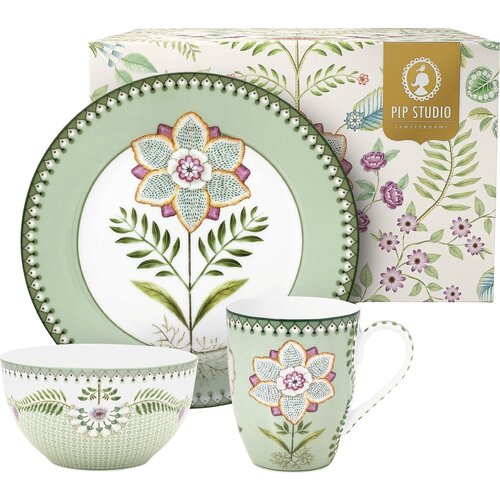 Pip Studio Lily &amp;amp; Lotus - 3-delni set za zajtrk - Svetlo zelena Slike