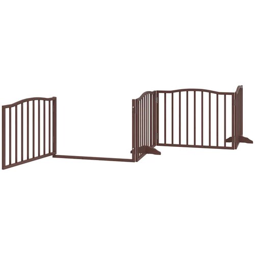  Vrata za pse s vrata&amp;scaron;cima 4 panela sklopiva 320 cm drvo topole Smeđa 80 x 60 x 2 cm Slike
