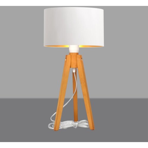  Stona lampa ALBA 1xE27/15W/230V bela/zlatna/hrast Slike