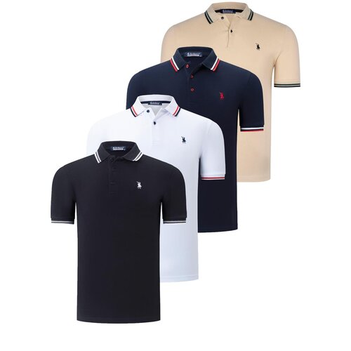 Dewberry QUAD SET T8594 MENS T-SHIRT-BLACK-WHITE-NAVY-BLUE-BEIGE Slike