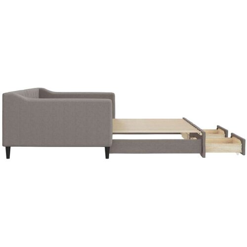 VidaXL Dnevni krevet na razvlačenje smeđesivi 100 x 200 cm od tkanine Slike