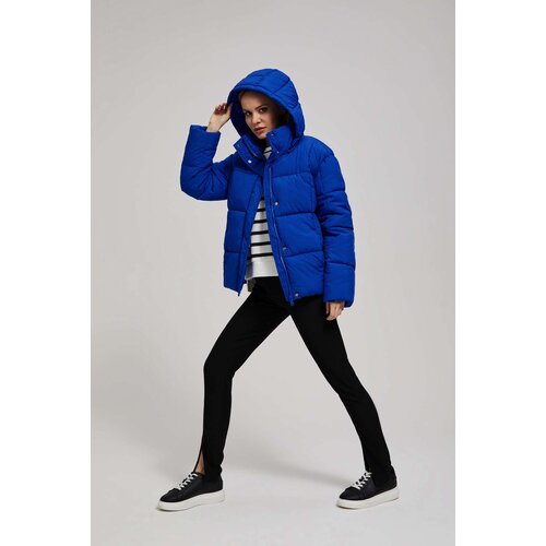 Marisse Short Quilted Jacket With Hood, Dark Blue Slike