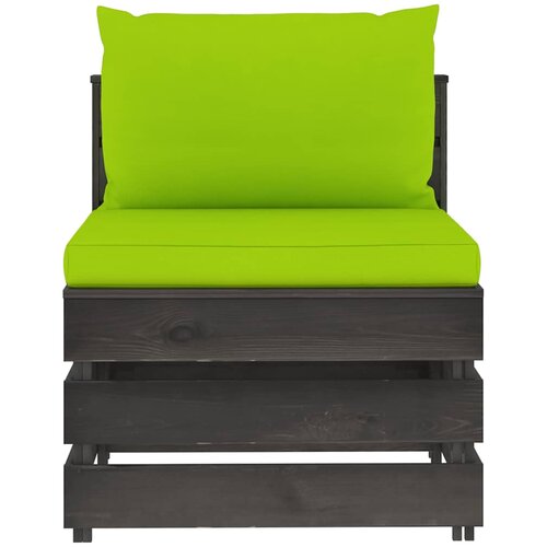  Modularna srednja sofa s jastucima od sivo impregniranog drva Zelena Slike