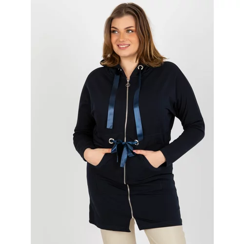 Fashion Hunters Long hoodie with dark blue zipper