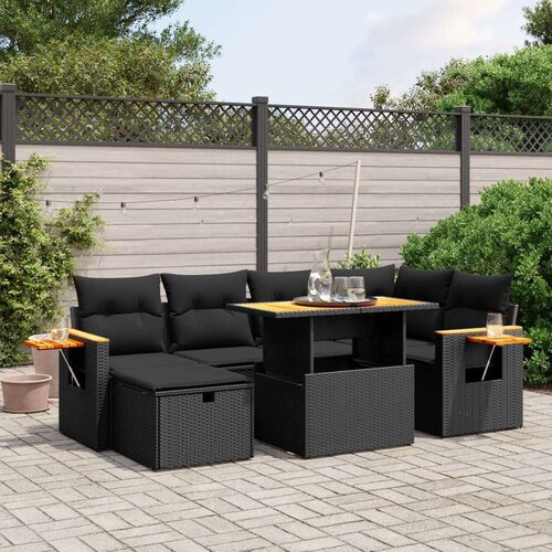  7-dijelni set vrtnih sofa od poliratana s jastucima crni Cijene