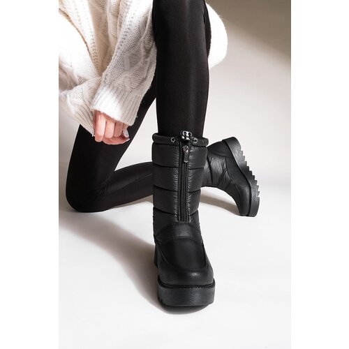 Marjin Women&amp;#039;s Snow Boots with Thick Serbs and Shearling Loins, Zipper in the Front with Elasticity Deviza, Black Slike