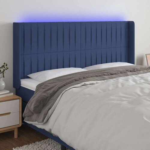  Uzglavlje plavo 203 x 16 x 118/128 cm od tkanine Slike
