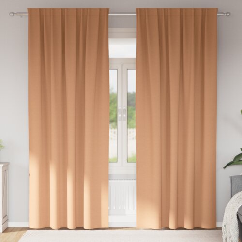vidaXL Zavese z zavesami 2 pcs Svetlo rjava 245 x 140 cm Poliester Cene