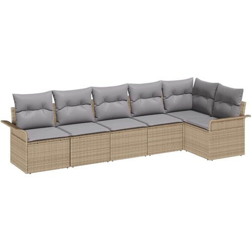  Sjedeća garnitura za vrt 6 kom. Bež poliratan 297,5 x 132,5 x 69 cm Slike