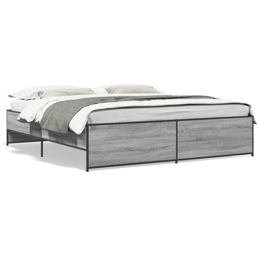  Okvir za krevet boja hrasta 200x200cm konstruirano drvo i metal Slike