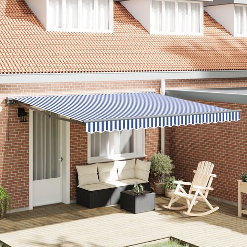 vidaXL Retraktilna tenda Modra in bela 400x300 cm Cene