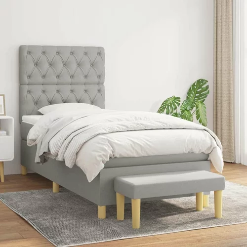  Box spring postelja z vzmetnico svetlo siva 80x200 cm blago, (20790419)