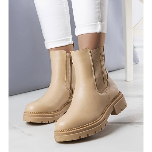 Gemre Beige insulated ankle boots Caron Cene