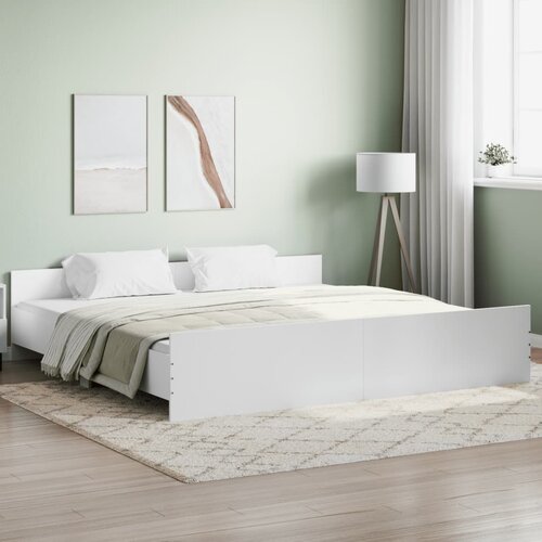 VidaXL Okvir kreveta s uzglavljem i podnožjem bijeli 200 x 200 cm Slike
