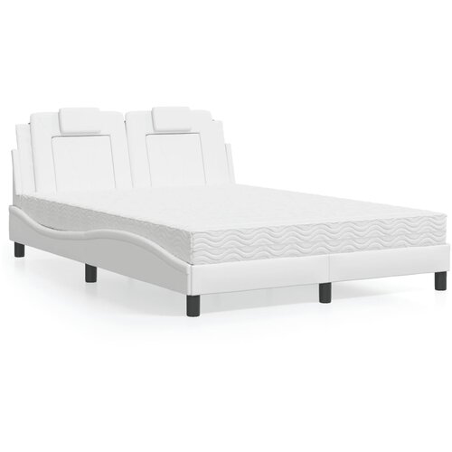 The Living Store Postelja z vzmetnico bela 140x190 cm umetno usnje - Postelja, (21428707) Slike