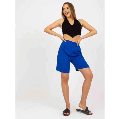 Fashion Hunters Elegant long, cobalt shorts with a high waist