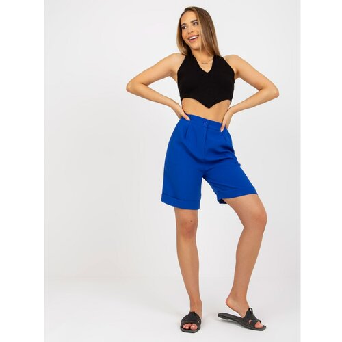 Fashion Hunters Elegant long, cobalt shorts with a high waist Cene