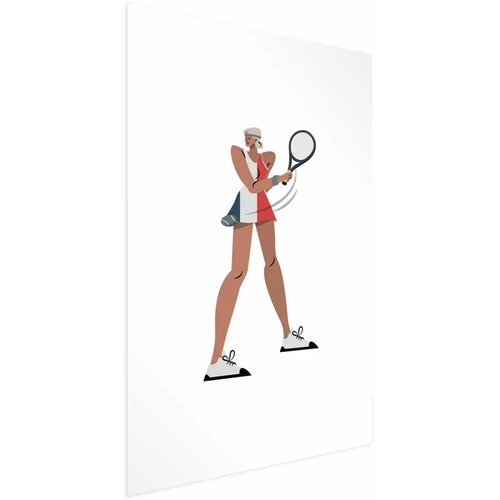  Plakat - Tennis Player with a Racket on a White Background - Illustration 21x30 Bez okvira Cene
