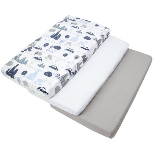 Medi Partners Set of 3 pcs. Fitted Sheet 60x120 cm 100% Cotton Baby Bed Linen Mattress Cene