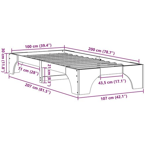  Krevetna konstrukcija Vosak smeđa 100 x 200 cm Slike