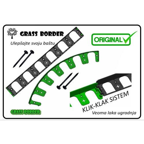 Grass border Graničnik - Ivičnjak set za travu/ malč/ kamen - 5m sa 16 klinova -5cm Visine Slike