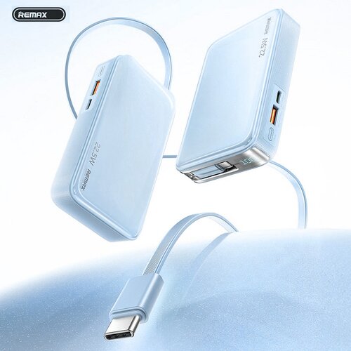 Remax Power bank prenosiva baterija FCP-25 Fast Charging 22.5W(teleskopski kabl) Type-C 10000mAh plavi Cene