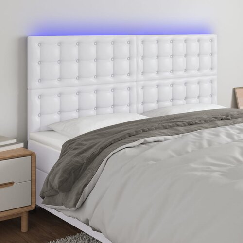 The Living Store led posteljno vzglavje belo 180x5x118/128 cm umetno usnje - led vzglavje, (21438132) Slike