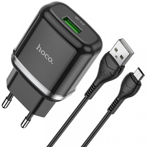 Hoco pametni hišni polnilec N3 18W z 3.0 QC USB vtičem in s polnilnim kablom Type C črn Cene