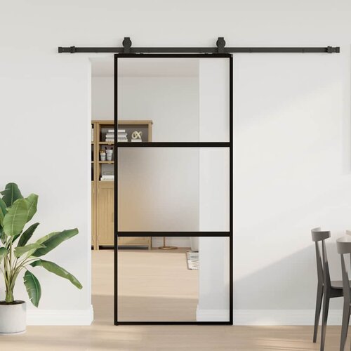  Klizna vrata s priborom crna 90 x 205 cm kaljeno staklo Cijene