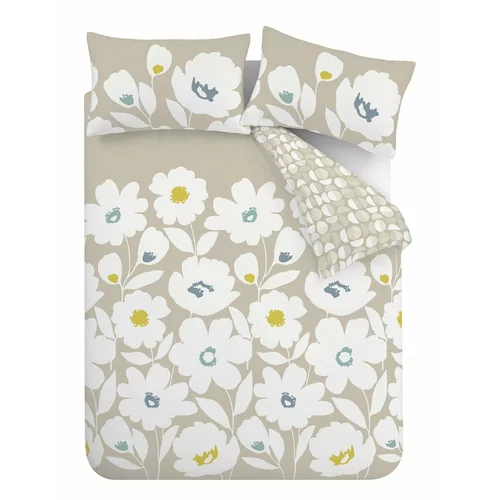 Catherine Lansfield Bijelo-bež podesiva posteljina za bračni krevet 230x220 cm Craft Floral -