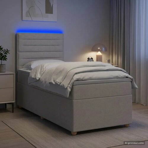  Boxspring krevet s madracem Sivosmeđa 100 x 200 cm Tkanina - Sivosmeđa 100 x 200 cm Dizajn linija Slike