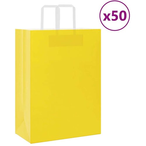  Papirnate vrećice 50 kom s ručkama žute 32x17x44 cm Cijene