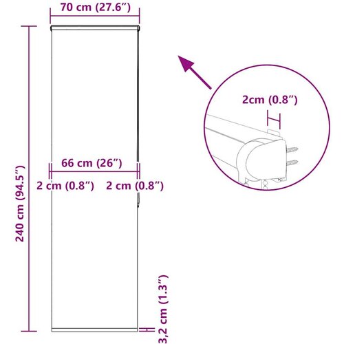 vidaXL rolo zavesa za prho s kaseto 70x240 cm &scaron;irina tkanine 66 cm Cene