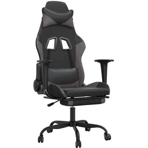 vidaXL Gaming stol z oporo za noge črno in sivo umetno usnje, (21152233) Cene