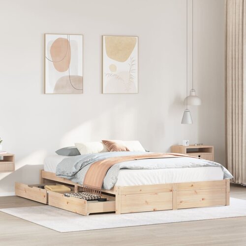 vidaXL Posteljni okvir brez vzmetnice 140x190 cm trdna borovina Cene