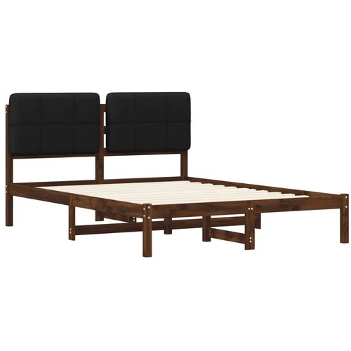  Krevetni okvir s tapiciranim uzglavljem Tamno smeđa i crna - tamno smeđa i crna 135 x 190 cm Slike