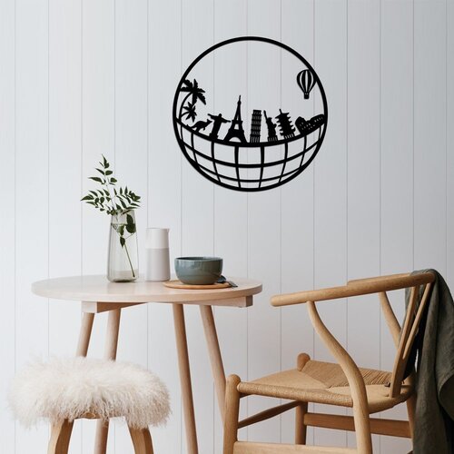 Wallity Zidna dekoracija Mapa svijeta 5, 48x48 cm, Crna Cene