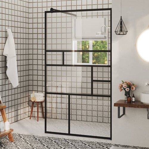 Furnova Pregrada za tu&amp;scaron; s prozornim ESG steklom 90x195 cm črna, (21917995) Slike