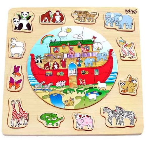 Pino drvena igračka za decu umetaljka Nojeva barka Slike