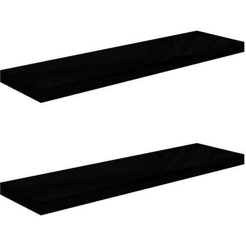 VidaXL plutajuće zidne police 2 kom sjajne crne 90 x 23,5 x 3,8 cm MDF Slike