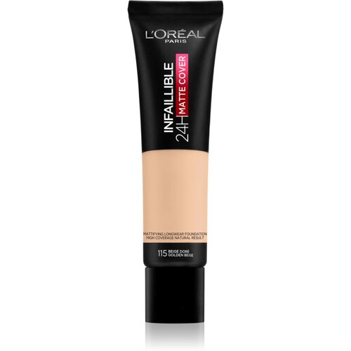 L&amp;acute;Or&amp;eacute;al Paris Infallible 24H Matte Cover dugotrajni puder s mat efektom 115 Golden Beige 30 ml Slike