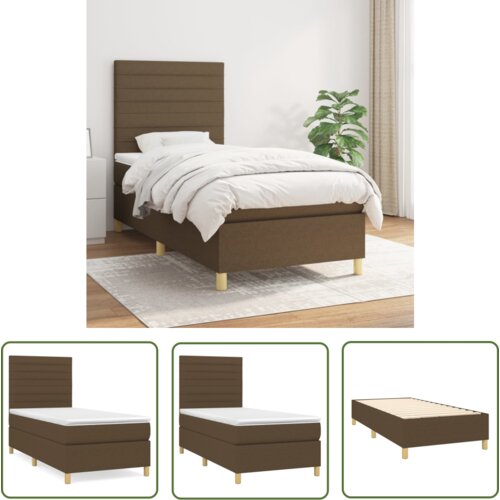 The Living Store Box spring postelja z vzmetnico temno rjava 100x200 cm blago - Box Spring Postelja, (21737202) Cene