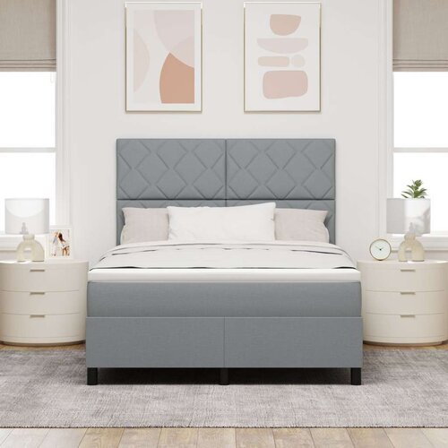 VidaXL Krevet s box springom s du&amp;scaron;ekom Svijetlosivi 160x200 cm tkanina Slike