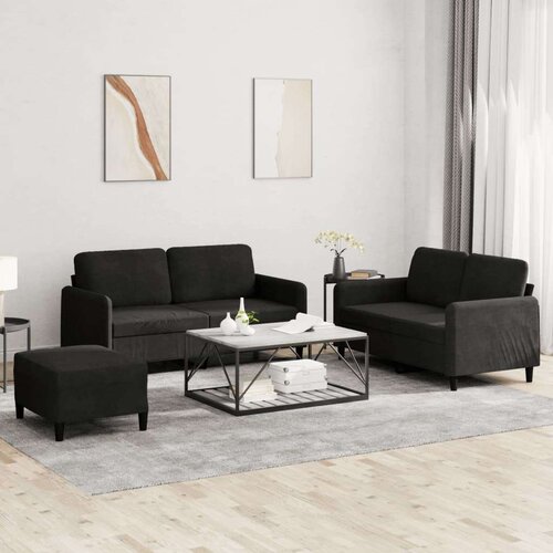  3-dijelni set sofa crni baršunasti Cijene