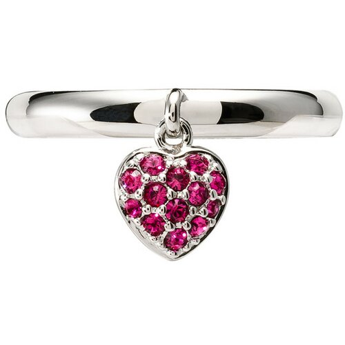 Amore Baci srce srebrni prsten sa rozim swarovski kristalom 57 mm Cene